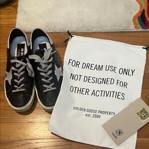 Authentic Golden Goose Black and Silver Hi Star Sneakers with 1in platform